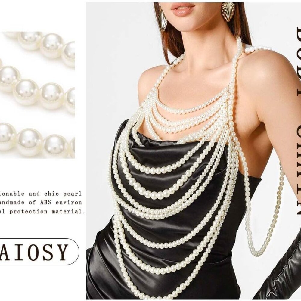 Pearl Body Chain Beaded Jewelry Festival Party Summer Beach Women - Picture 2 of 6